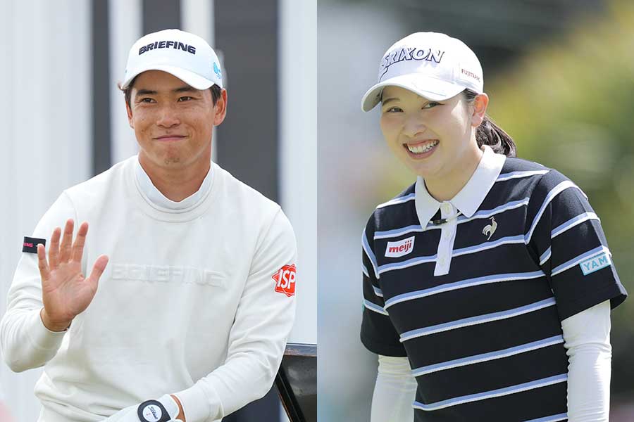 結婚を発表した桂川有人と小祝さくら（右）【写真：REX/アフロ・スポーツ報知/アフロ】