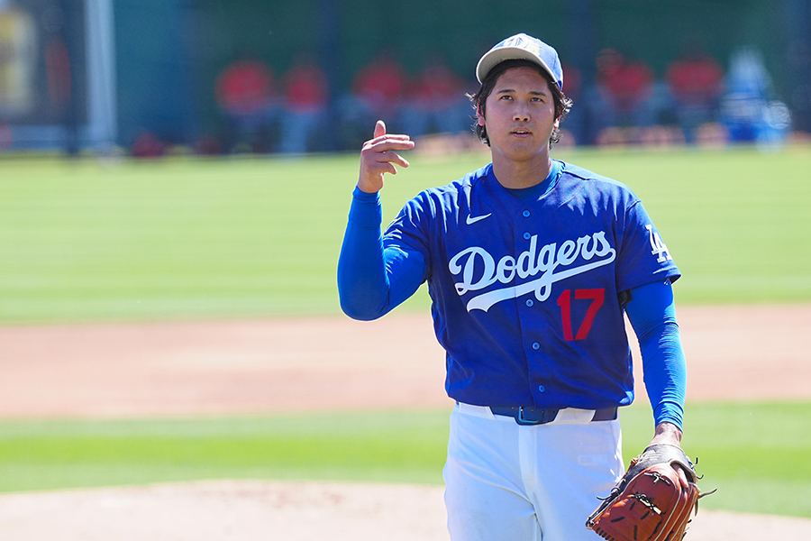 オープン戦に先発で今季初登板したドジャースの大谷翔平【写真：荒川祐史】