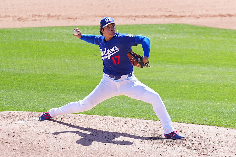 ジャイアンツとのオープン戦に先発したドジャースの大谷翔平【写真：荒川祐史】