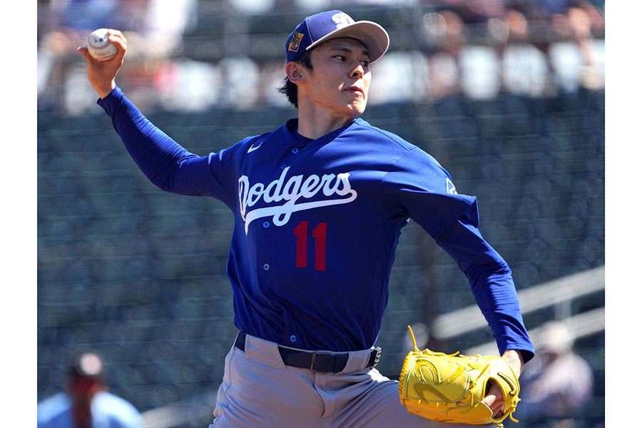 ドジャースの佐々木朗希【写真：ロイター】