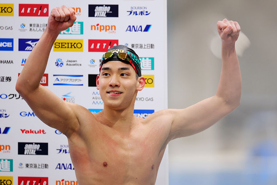 日本選手権男子200メートル自由形で優勝した村佐達也【写真：西村尚己/アフロスポーツ】