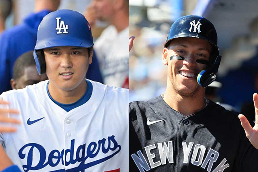 ドジャースの大谷翔平とヤンキースのアーロン・ジャッジ（右）【写真：ロイター】