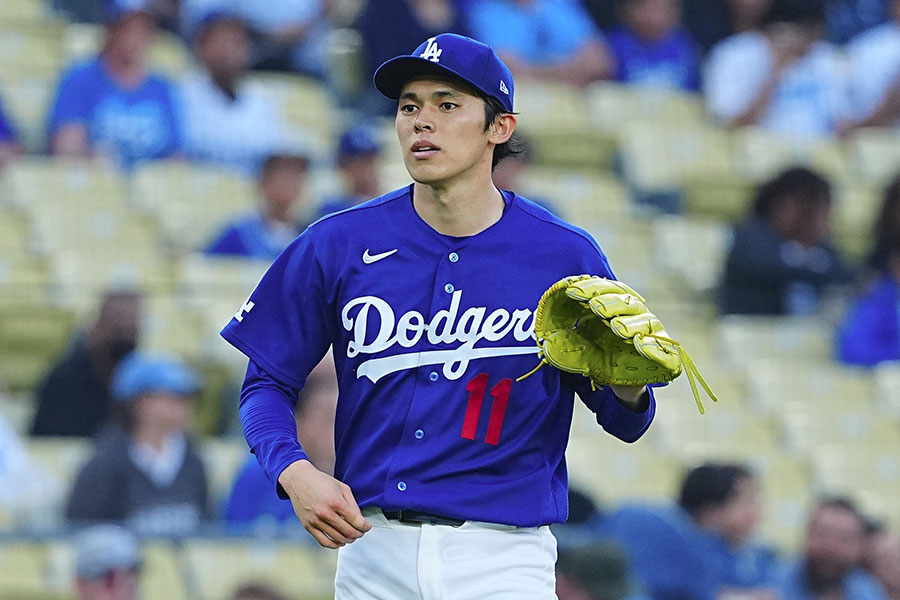 エンゼルスとのオープン戦に先発したドジャースの佐々木朗希【写真：荒川祐史】