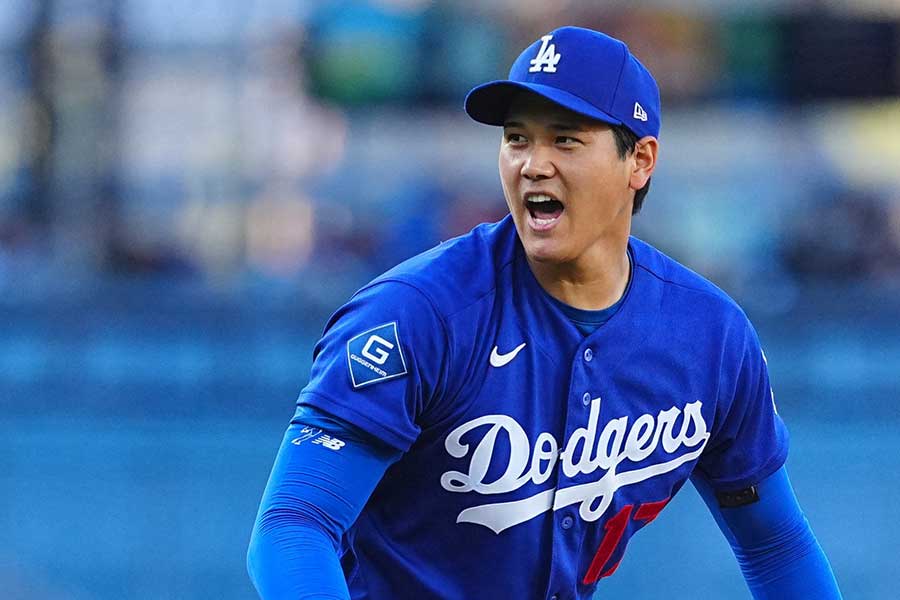 エンゼルスとのオープン戦で先発登板したドジャースの大谷翔平【写真：荒川祐史】