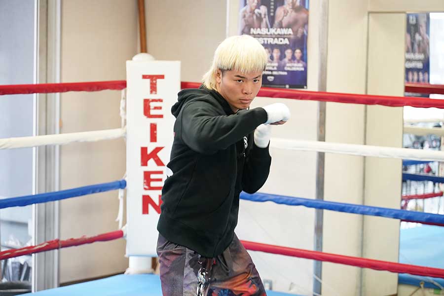 公開練習を行った那須川天心【写真:澤田直人】