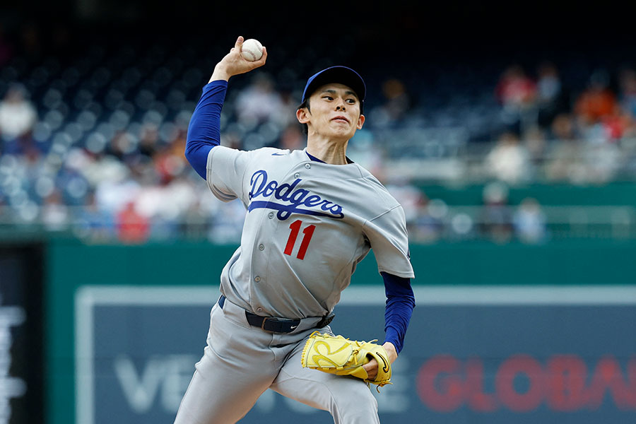 ナショナルズ戦に先発登板したドジャースの佐々木朗希【写真：ロイター】
