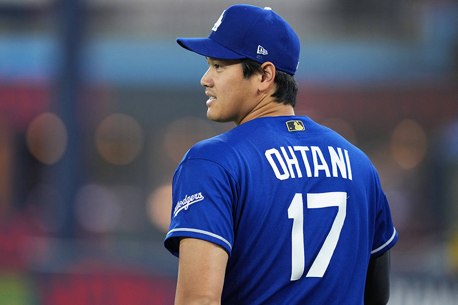 ブルージェイズ戦の試合前練習に現れたドジャースの大谷翔平【写真：ロイター】