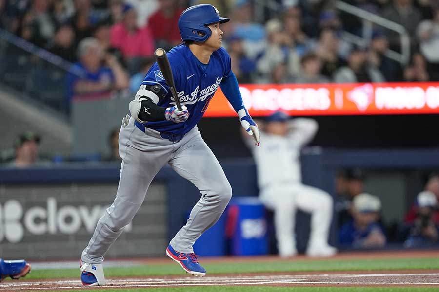 ブルージェイズ戦に先発出場したドジャースの大谷翔平【写真：ロイター】
