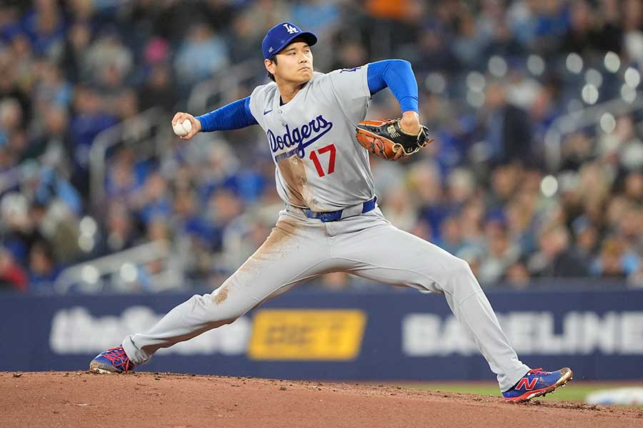 ブルージェイズ戦に先発出場したドジャースの大谷翔平【写真：ロイター】