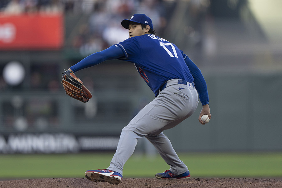ジャイアンツ戦に先発登板したドジャースの大谷翔平【写真：Imagn/ロイター/アフロ】