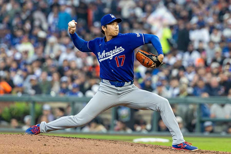 ジャイアンツ戦に先発登板したドジャースの大谷翔平【写真：アフロ】