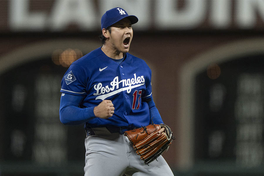 ジャイアンツ戦で先発登板したドジャースの大谷翔平【写真：AP/アフロ】