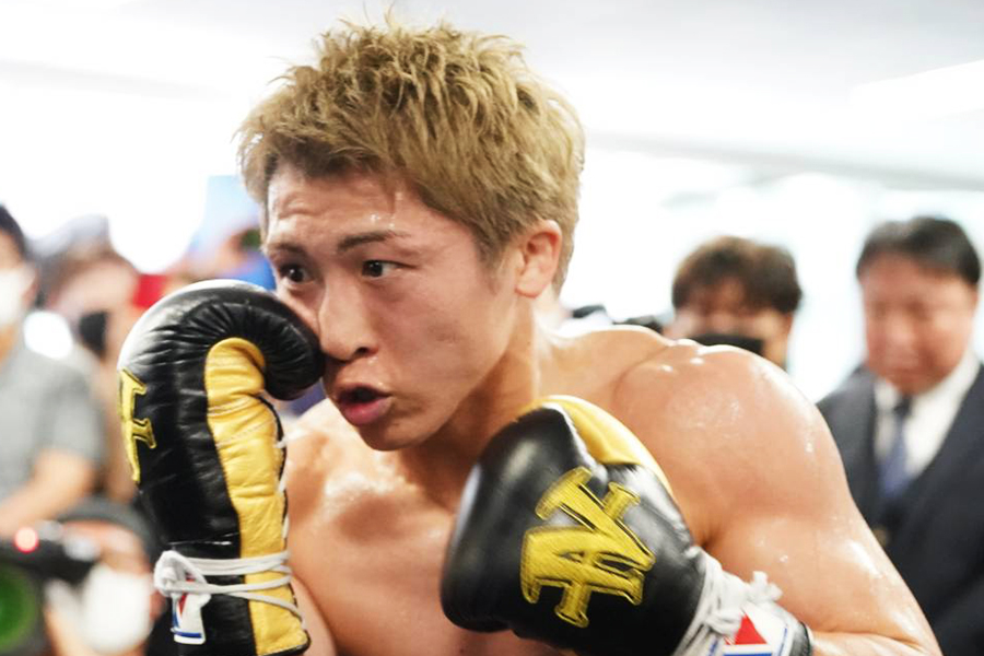 20日に所属ジムで公開練習を行った井上尚弥【写真：澤田直人】