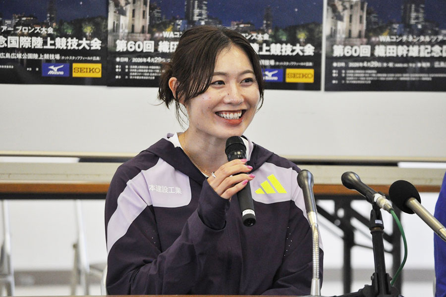 織田記念前日会見に出席した福部真子【写真：山野邊佳穂】