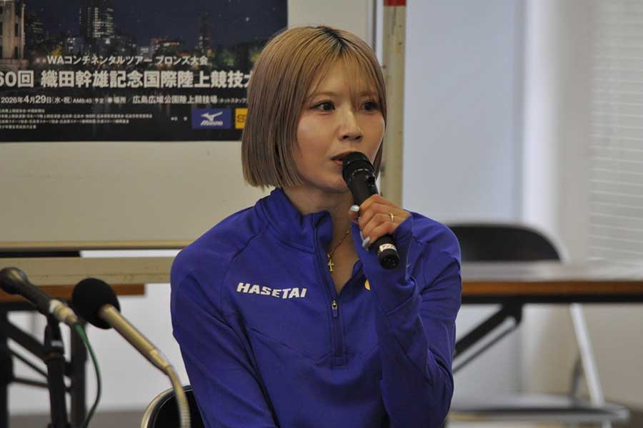 織田記念前日会見に出席した中島ひとみ【写真：山野邊佳穂】