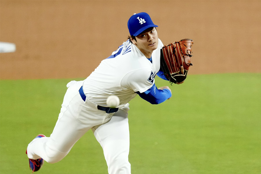 マーリンズ戦で先発登板した大谷翔平【写真：黒澤崇】