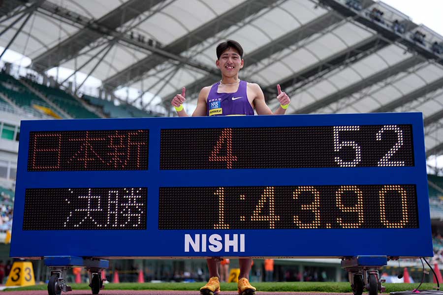 男子800mで日本新記録を樹立した落合晃【写真：奥井隆史】