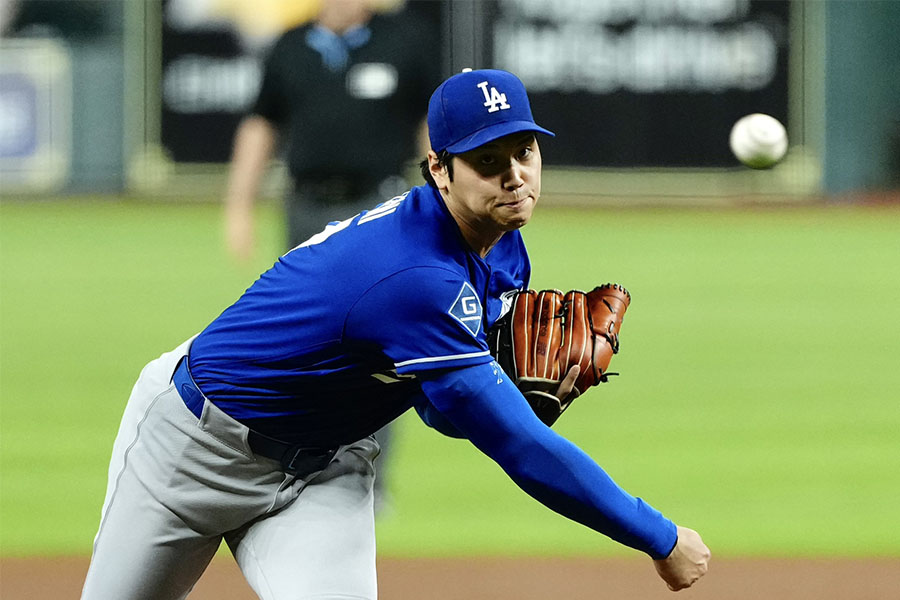 アストロズ戦に先発したドジャースの大谷翔平【写真：黒澤崇】