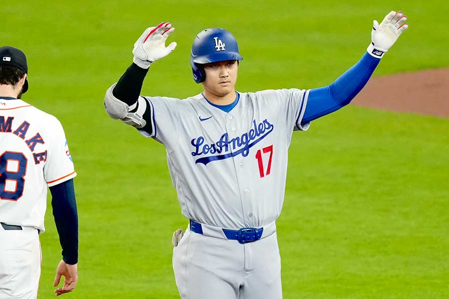 アストロズ戦に先発出場したドジャースの大谷翔平【写真：黒澤崇】