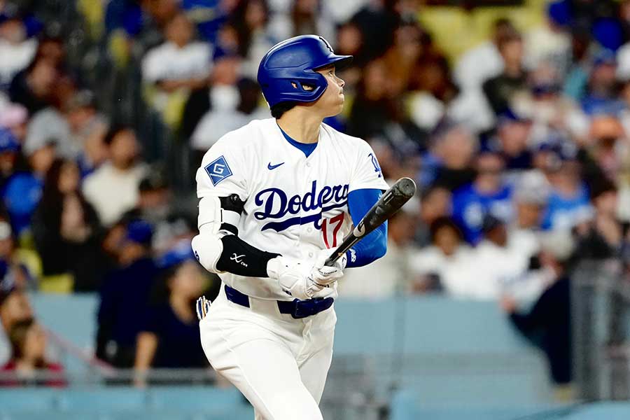 7号ソロを放ったドジャースの大谷翔平【写真：黒澤崇】
