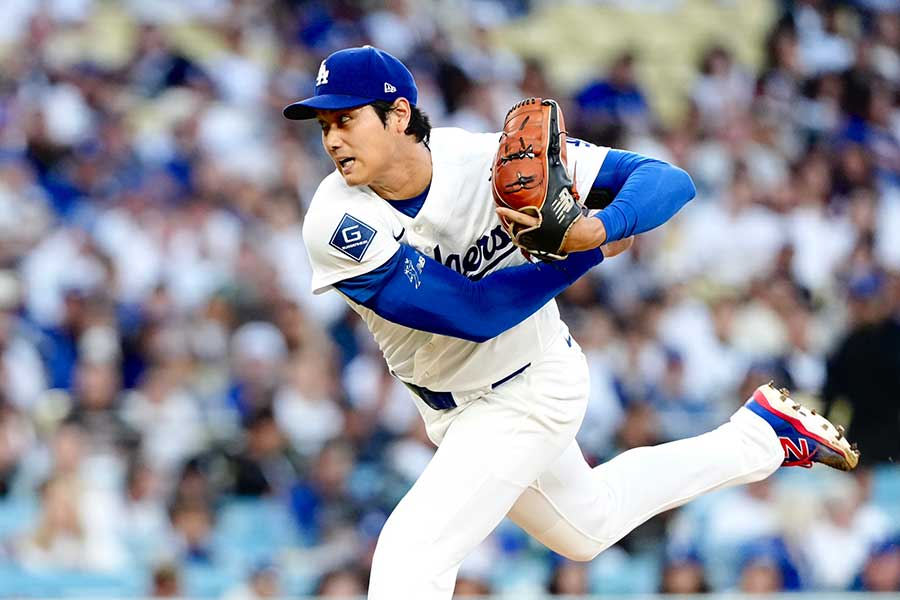 ジャイアンツ戦に先発登板した大谷翔平【写真：黒澤崇】