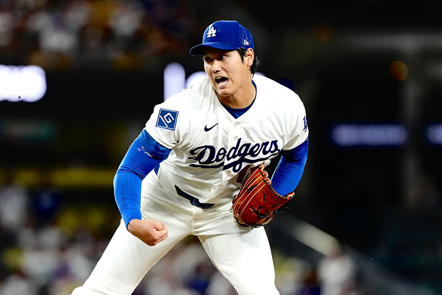 ジャイアンツ戦に先発登板したドジャースの大谷翔平【写真：黒澤崇】