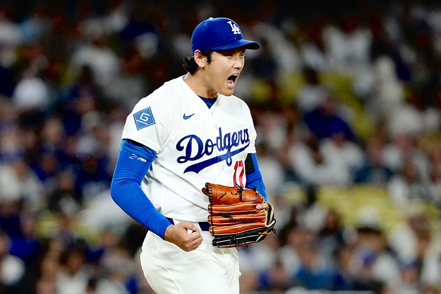 本拠地ジャイアンツ戦に先発登板したドジャースの大谷翔平【写真:黒澤崇】