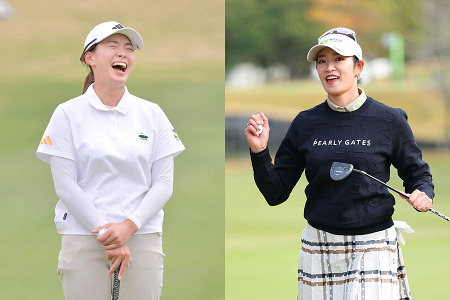渋野日向子(左)と原英莉花【写真:スポーツ報知/アフロ】