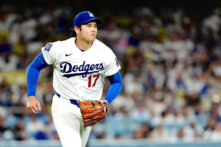 本拠地ジャイアンツ戦に先発登板したドジャースの大谷翔平【写真:黒澤崇】