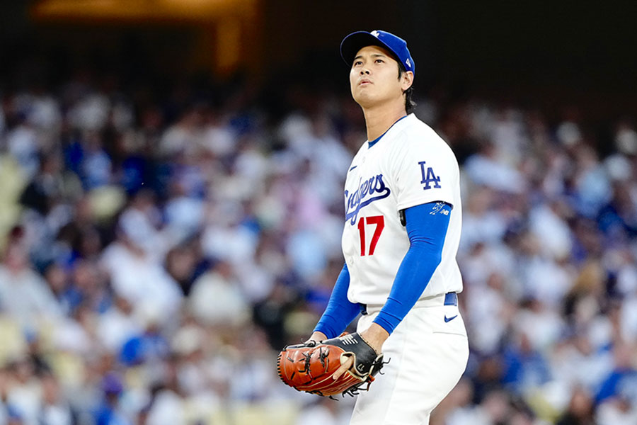 本拠地ジャイアンツ戦に先発登板したドジャースの大谷翔平【写真:黒澤崇】