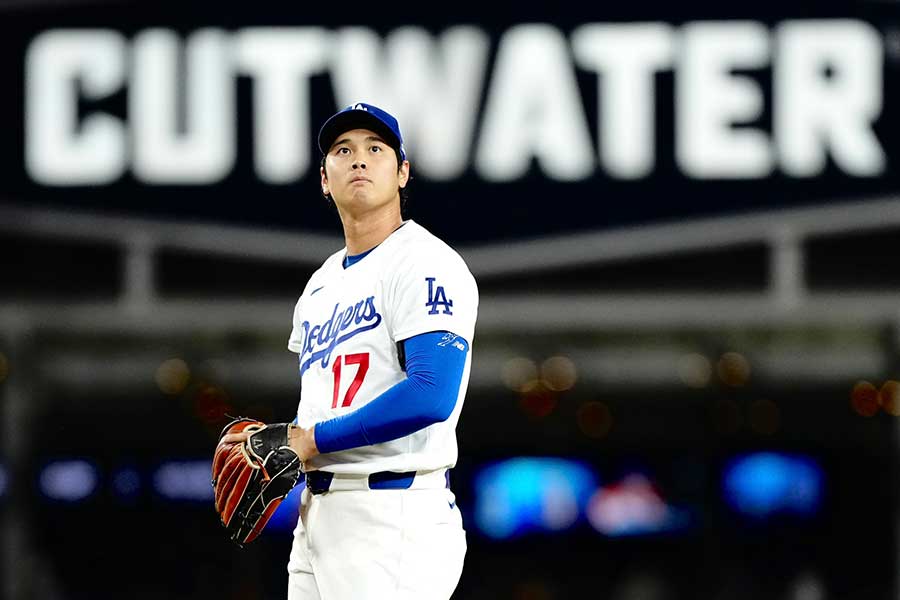 本拠地ジャイアンツ戦に先発登板したドジャースの大谷翔平【写真:黒澤崇】