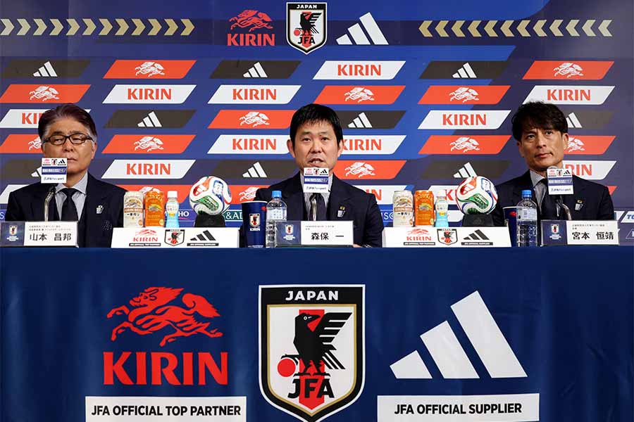 W杯のメンバー発表を行った森保一監督【写真:ロイター】