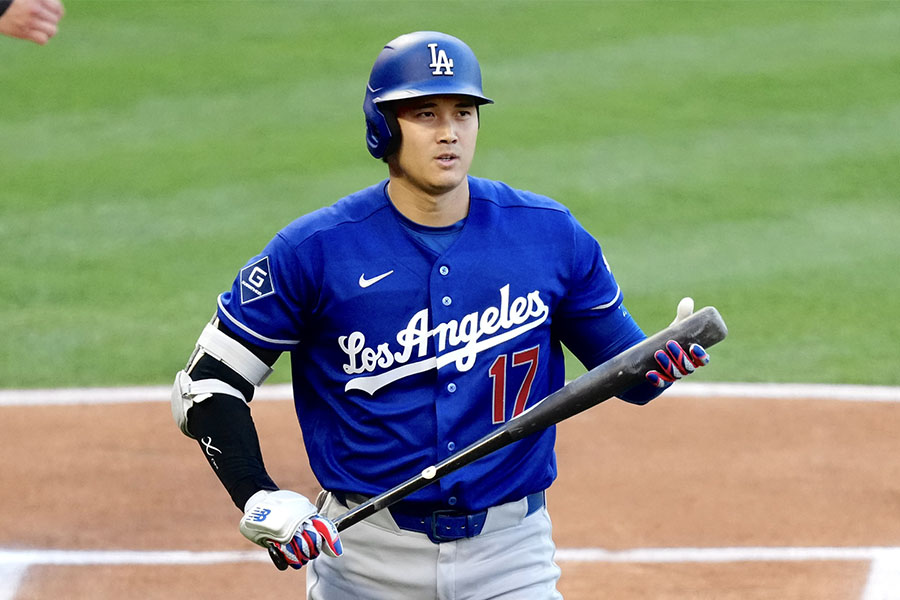 エンゼルス戦に先発出場したドジャースの大谷翔平【写真：黒澤崇】