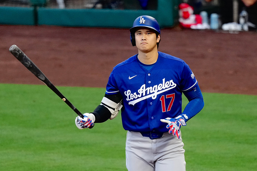 エンゼルス戦に先発出場したドジャースの大谷翔平【写真：黒澤崇】