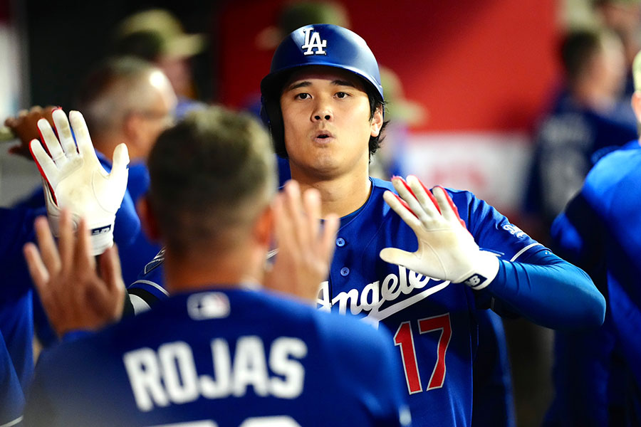 エンゼルス戦に出場したドジャースの大谷翔平【写真：黒澤崇】