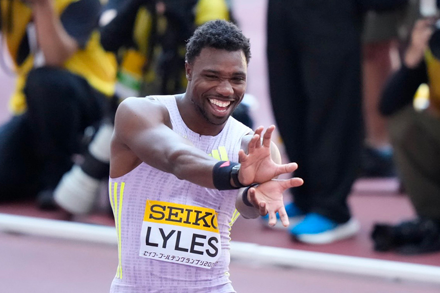 男子100メートルで優勝したノア・ライルズ【写真：奥井隆史】