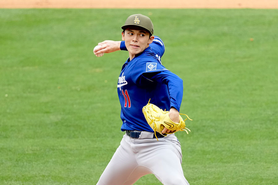 エンゼルス戦に先発したドジャースの佐々木朗希【写真：黒澤崇】