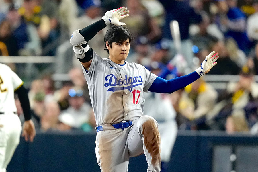 敵地パドレス戦に出場したドジャースの大谷翔平【写真：黒澤崇】