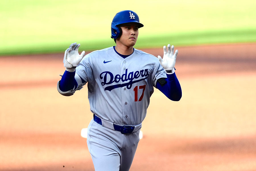 今季8号となる先頭打者弾を放ったドジャースの大谷翔平【写真:黒澤崇】