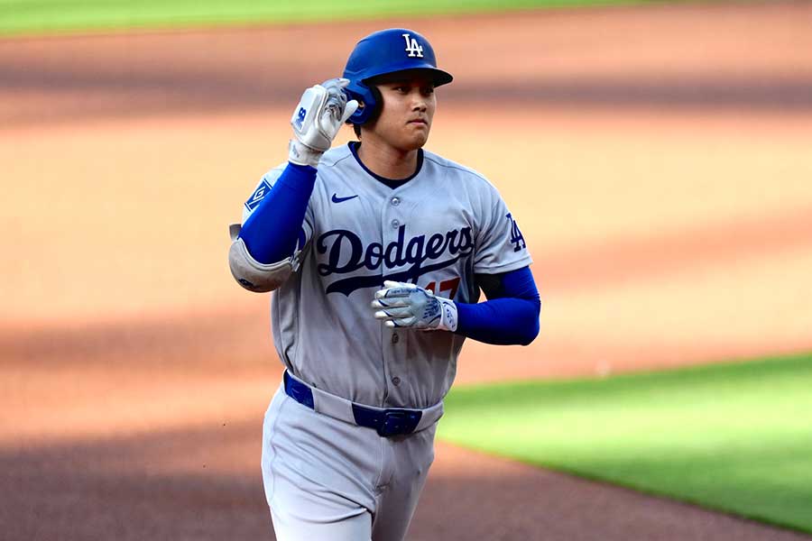 今季8号となる先頭打者弾を放ったドジャースの大谷翔平【写真:黒澤崇】