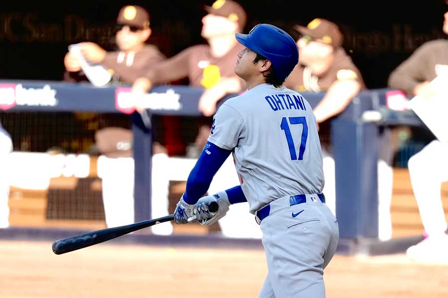 今季8号となる先頭打者弾を放ったドジャースの大谷翔平【写真:黒澤崇】