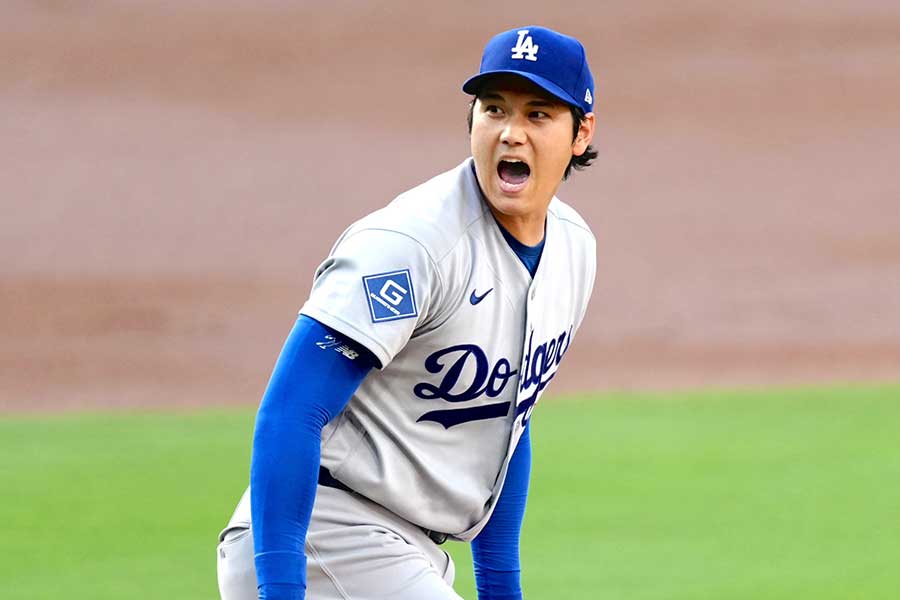 パドレス戦5回0封と好投したドジャースの大谷翔平【写真:黒澤崇】