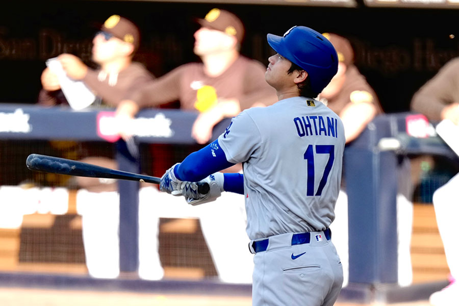 今季8号となる先頭打者弾を放ったドジャースの大谷翔平【写真:黒澤崇】