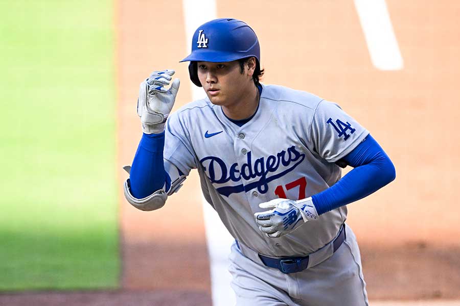 パドレス戦で初回に8号ソロを放ったドジャースの大谷翔平【写真:黒澤崇】