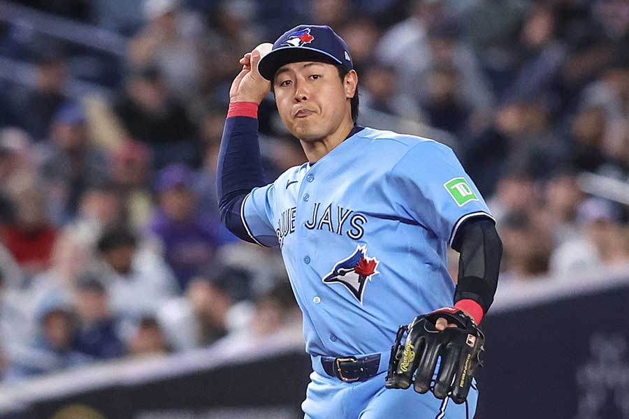 ヤンキース戦に出場した岡本和真【写真:ロイター】