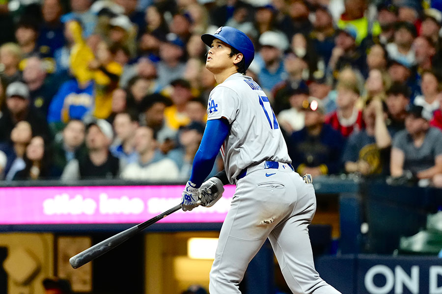 ブルワーズ戦に出場したドジャースの大谷翔平【写真:黒澤崇】