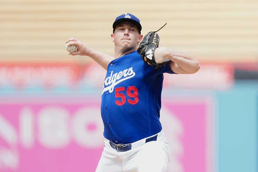 ライブBPを行ったドジャースのエバン・フィリップス【写真:黒澤崇】