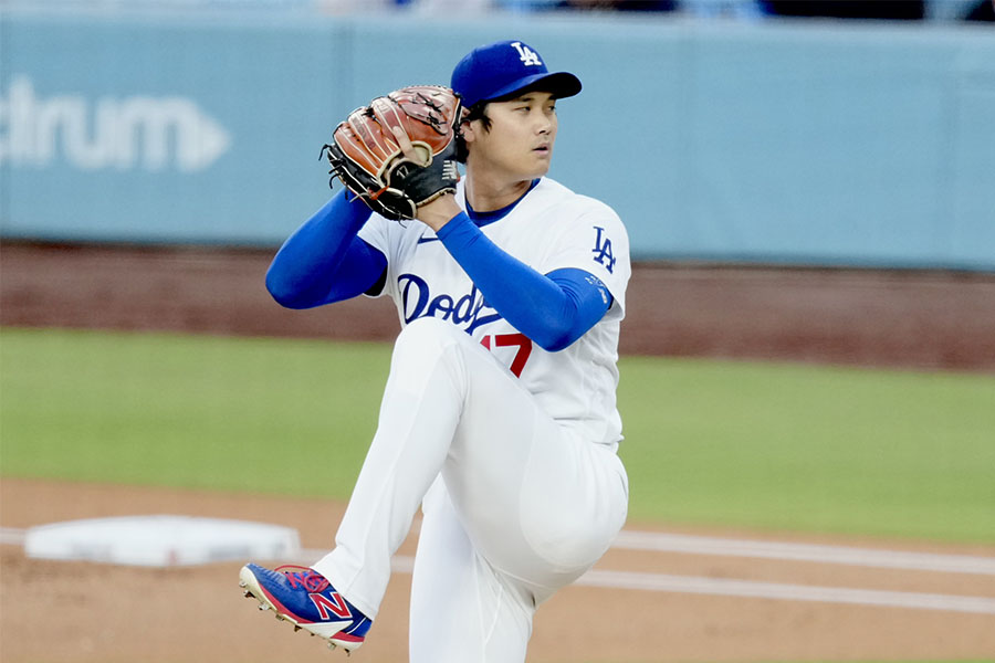 二刀流出場したロッキーズ戦で9号本塁打を放ち、5勝目を挙げたドジャースの大谷翔平【写真:黒澤崇】