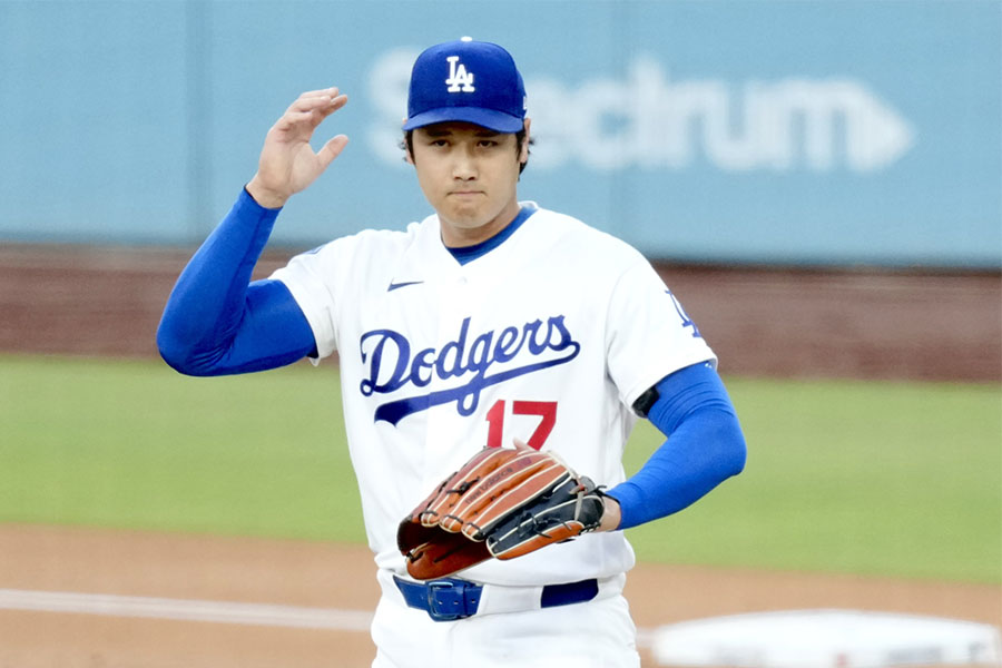 ロッキーズ戦で力投したドジャースの大谷翔平【写真：黒澤崇】