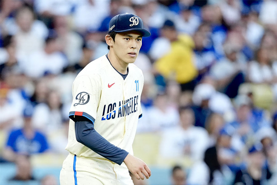 フィリーズ戦に先発登板したドジャースの佐々木朗希【写真:黒澤崇】